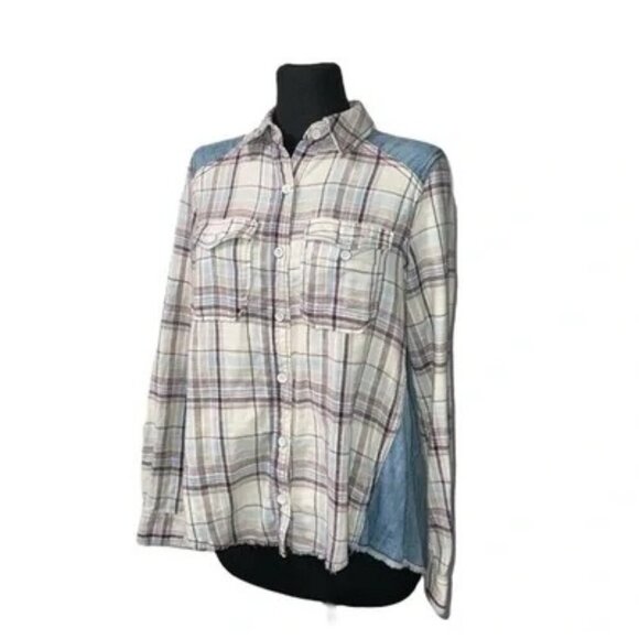 Free People Tops - FREE PEOPLE - Button down Plaid Flannel Shirt
